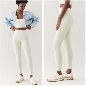 Year of Ours Ribbed High Waist Leggings in Bone